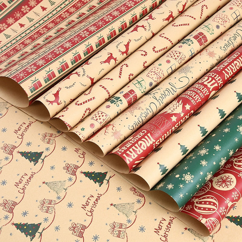 2Pcs/Set 50*70cm christmas gift wrapping paper Thickened Christmas Kraft Paper flower wrapping paper gift box wrapping paper