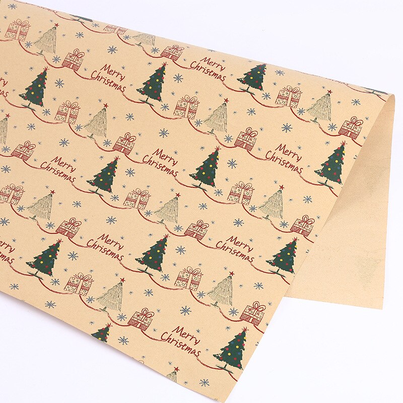 2Pcs/Set 50*70cm christmas gift wrapping paper Thickened Christmas Kraft Paper flower wrapping paper gift box wrapping paper