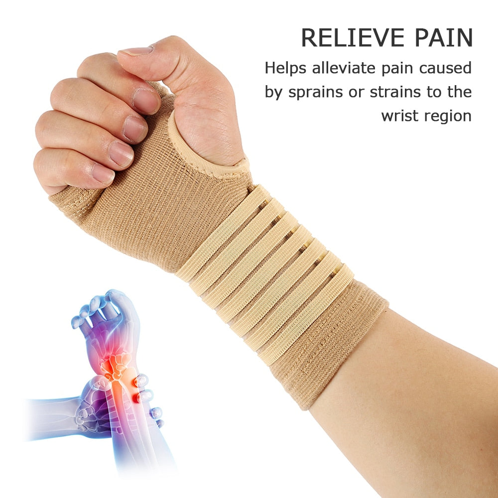 2pcs Elastic Bandage Wrist Guard Support Arthritis Sprain Band Carpal Protector Hand Brace Accessories Sports Safety Wristband