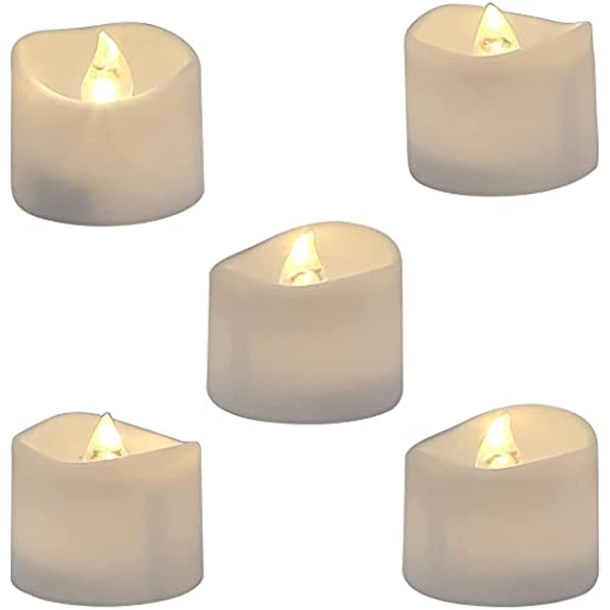Flameless Tea Lights Candles. Last 5days Longer Battery Operated LED Votive Candles. 12 pcs Flickering Tealights with Warm White Light for Wedding. Valentine's Day. Halloween. Christmas