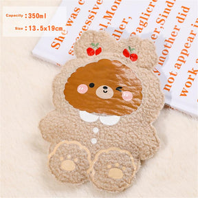 350ml Winter Mini Hand Warming Bag Cartoon Soft Plush Bear Hot Water Bottle Reusable Hot Water Bag Cover Hand Warmer Hot Belly