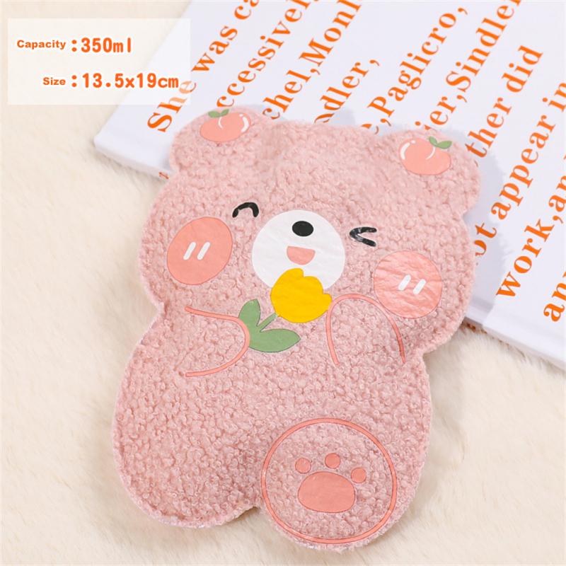 350ml Winter Mini Hand Warming Bag Cartoon Soft Plush Bear Hot Water Bottle Reusable Hot Water Bag Cover Hand Warmer Hot Belly