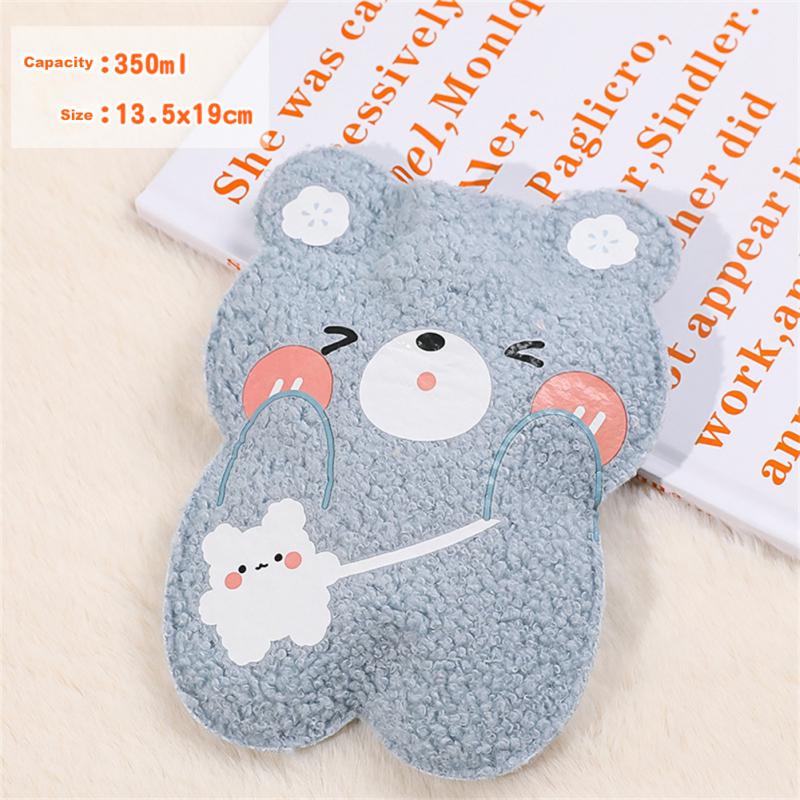 350ml Winter Mini Hand Warming Bag Cartoon Soft Plush Bear Hot Water Bottle Reusable Hot Water Bag Cover Hand Warmer Hot Belly