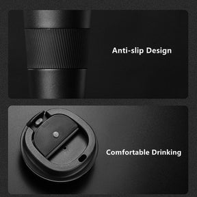 380ml/510ml Double Stainless Steel 304 Coffee Thermos Mug Leak-Proof Non-Slip Car Vacuum Flask Travel Thermal Cup Water Bottle