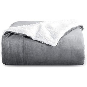 Sherpa Fleece Throw Blanket for Couch - Grey Thick Fuzzy Warm Soft Blankets and Throws for Sofa. 50x60 Inches