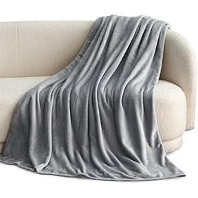 Fleece Blankets Twin Size Grey - 300GSM Lightweight Plush Fuzzy Cozy Soft Twin Blanket for Bed. Sofa. Couch. Travel. Camping. 60x80 inches