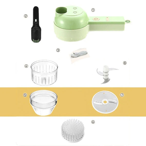 4 In1 Multifunctional Electric Vegetable Cutter Slicer Garlic Mud Masher Garlic Chopper Cutting Pressing Mixer Food Slice