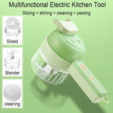 4 In1 Multifunctional Electric Vegetable Cutter Slicer Garlic Mud Masher Garlic Chopper Cutting Pressing Mixer Food Slice