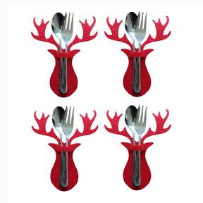 4PCS 44 Styles Christmas Knife and Fork Holder Elk Xmas Tree Pocket Cutlery Bag Non-woven fabric Cookware Organizer Table Decor