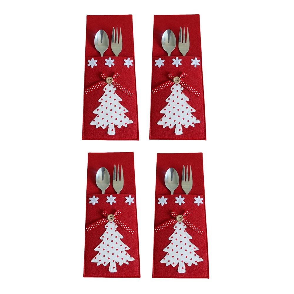 4PCS 44 Styles Christmas Knife and Fork Holder Elk Xmas Tree Pocket Cutlery Bag Non-woven fabric Cookware Organizer Table Decor