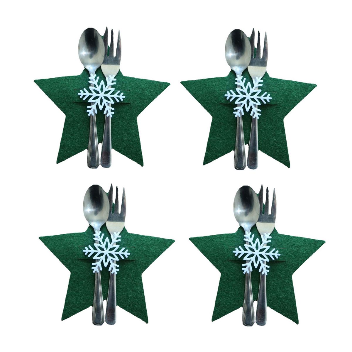 4PCS 44 Styles Christmas Knife and Fork Holder Elk Xmas Tree Pocket Cutlery Bag Non-woven fabric Cookware Organizer Table Decor