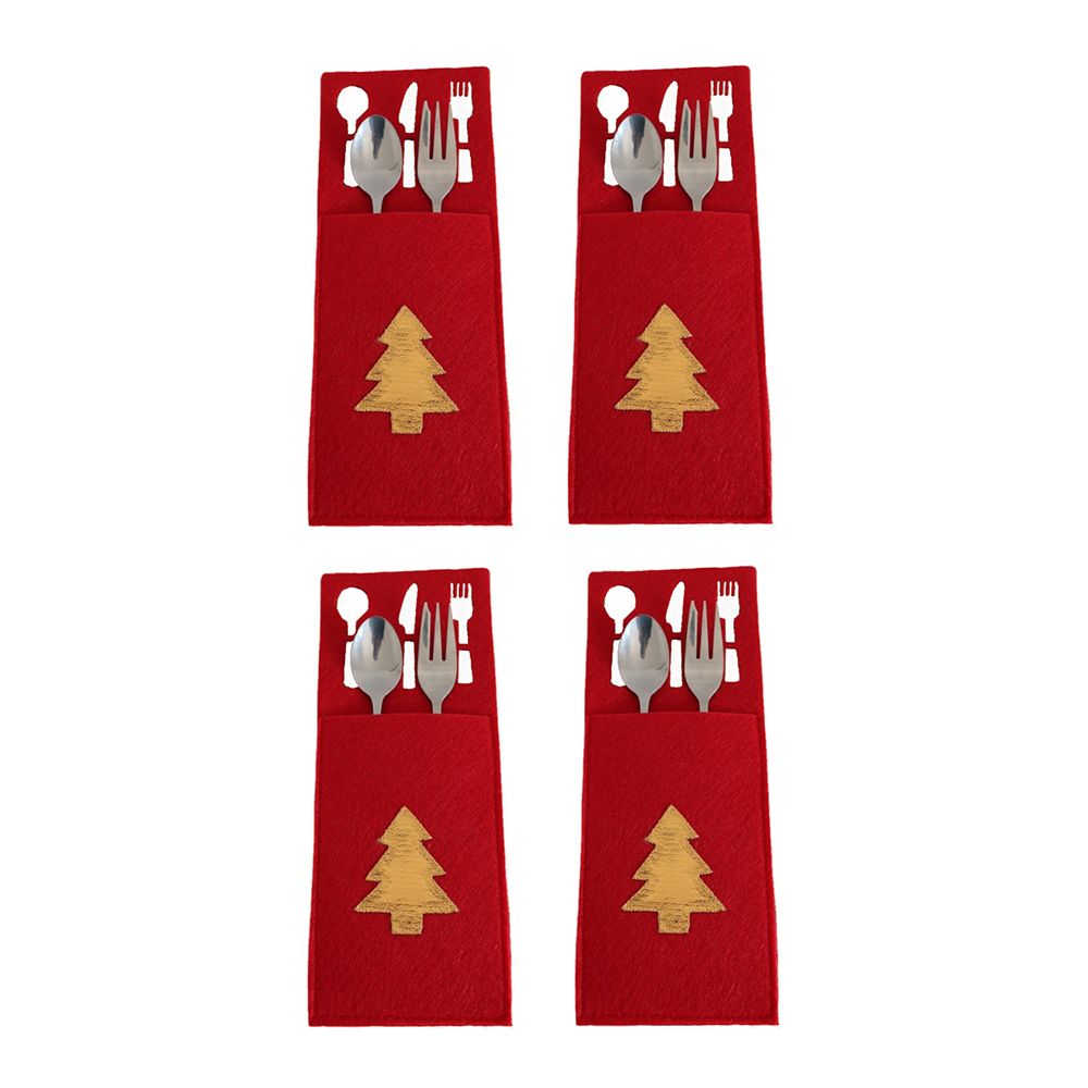 4PCS 44 Styles Christmas Knife and Fork Holder Elk Xmas Tree Pocket Cutlery Bag Non-woven fabric Cookware Organizer Table Decor