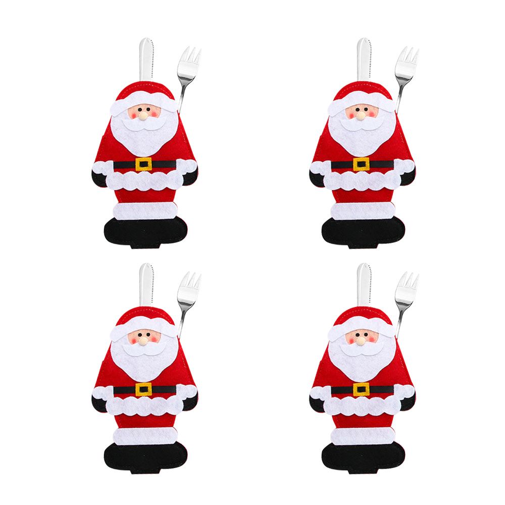 4PCS 44 Styles Christmas Knife and Fork Holder Elk Xmas Tree Pocket Cutlery Bag Non-woven fabric Cookware Organizer Table Decor