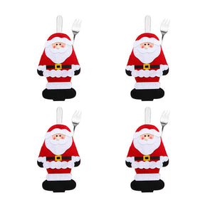 4PCS 44 Styles Christmas Knife and Fork Holder Elk Xmas Tree Pocket Cutlery Bag Non-woven fabric Cookware Organizer Table Decor