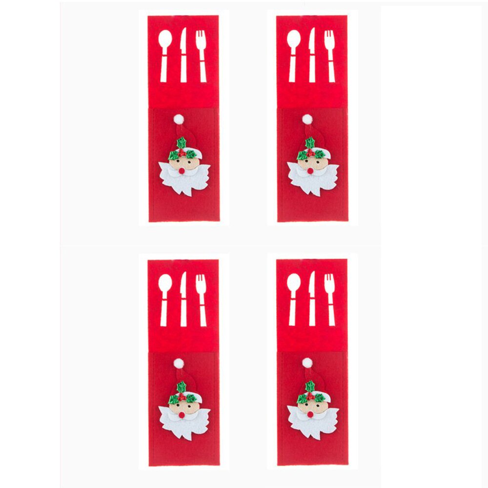 4PCS 44 Styles Christmas Knife and Fork Holder Elk Xmas Tree Pocket Cutlery Bag Non-woven fabric Cookware Organizer Table Decor