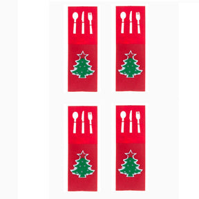 4PCS 44 Styles Christmas Knife and Fork Holder Elk Xmas Tree Pocket Cutlery Bag Non-woven fabric Cookware Organizer Table Decor