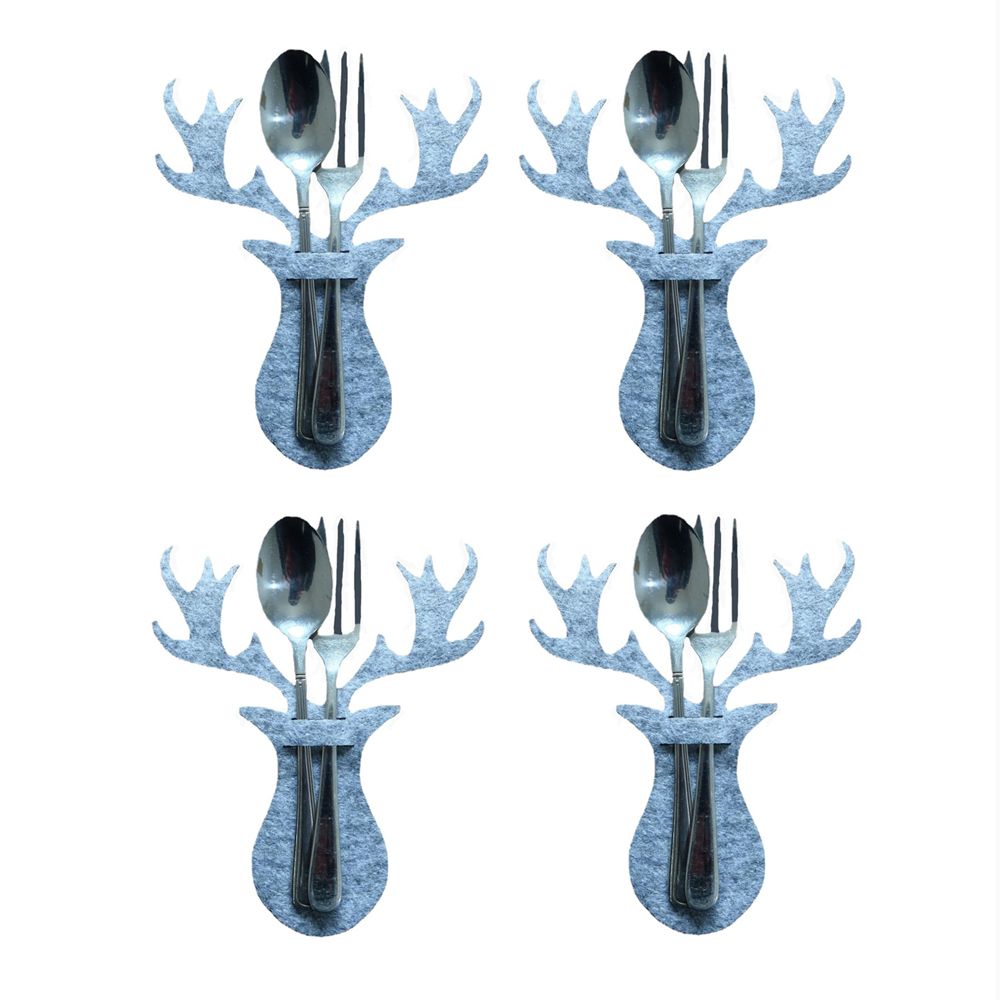 4PCS 44 Styles Christmas Knife and Fork Holder Elk Xmas Tree Pocket Cutlery Bag Non-woven fabric Cookware Organizer Table Decor