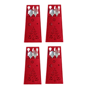 4PCS 44 Styles Christmas Knife and Fork Holder Elk Xmas Tree Pocket Cutlery Bag Non-woven fabric Cookware Organizer Table Decor