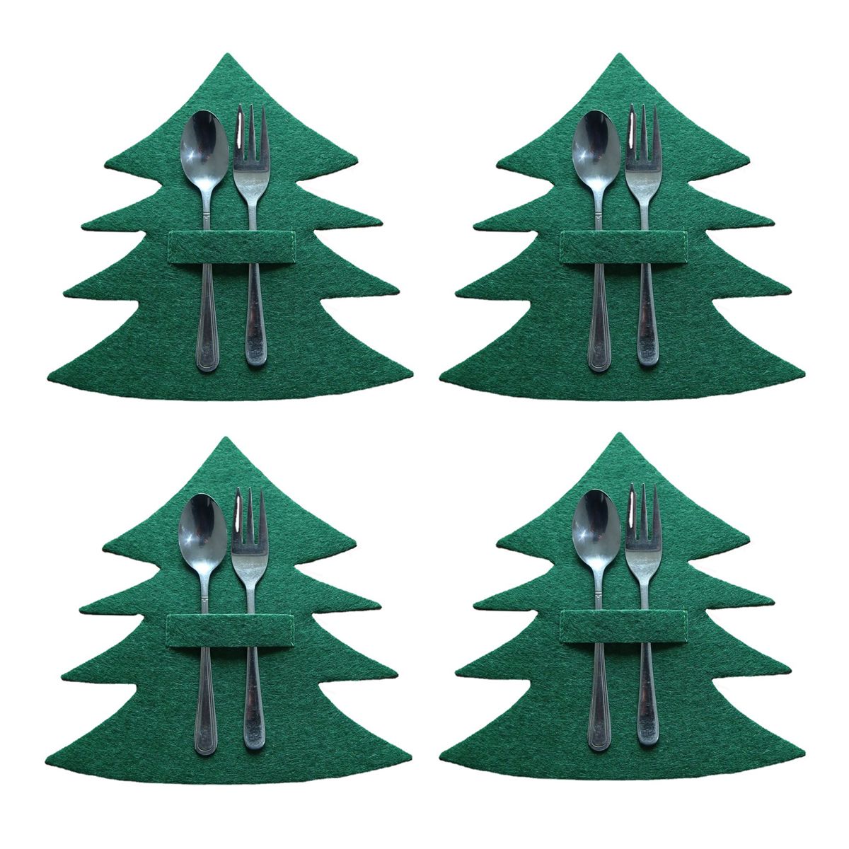 4PCS 44 Styles Christmas Knife and Fork Holder Elk Xmas Tree Pocket Cutlery Bag Non-woven fabric Cookware Organizer Table Decor