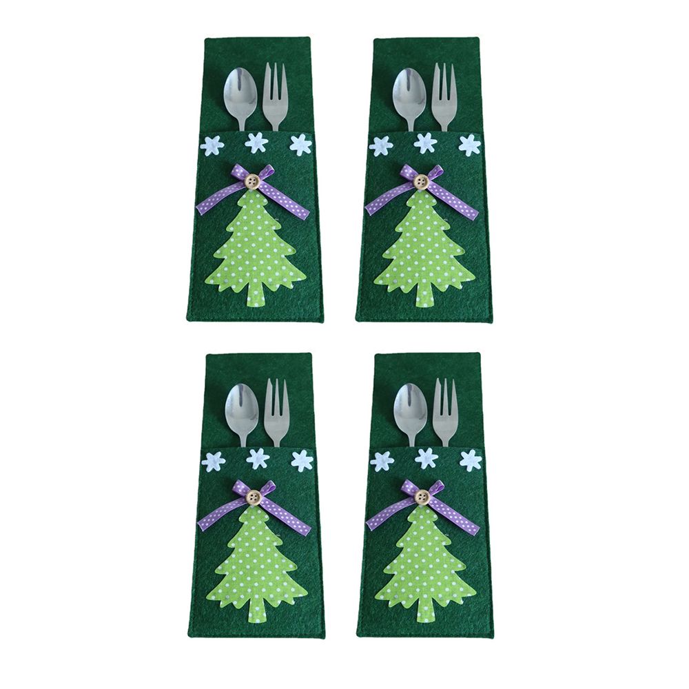 4PCS 44 Styles Christmas Knife and Fork Holder Elk Xmas Tree Pocket Cutlery Bag Non-woven fabric Cookware Organizer Table Decor