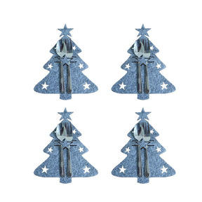 4PCS 44 Styles Christmas Knife and Fork Holder Elk Xmas Tree Pocket Cutlery Bag Non-woven fabric Cookware Organizer Table Decor