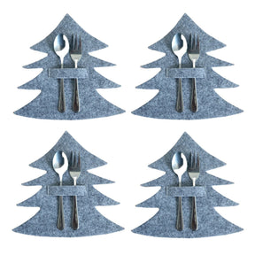 4PCS 44 Styles Christmas Knife and Fork Holder Elk Xmas Tree Pocket Cutlery Bag Non-woven fabric Cookware Organizer Table Decor