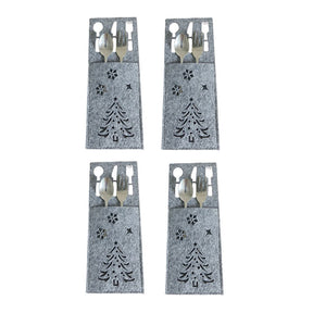 4PCS 44 Styles Christmas Knife and Fork Holder Elk Xmas Tree Pocket Cutlery Bag Non-woven fabric Cookware Organizer Table Decor