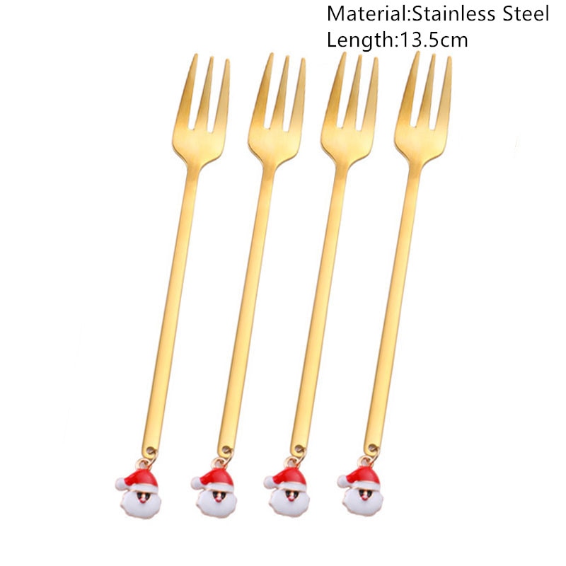 4pcs Navidad 2022 Gingerbread Man Stainless Steel Spoons Xmas Party Coffee Spoon Christmas Decorations Noel Natal Gift Ornaments xmas