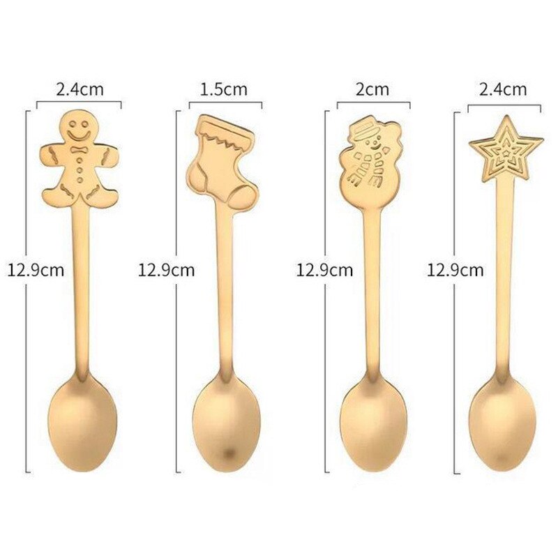 4pcs Navidad 2022 Gingerbread Man Stainless Steel Spoons Xmas Party Coffee Spoon Christmas Decorations Noel Natal Gift Ornaments xmas