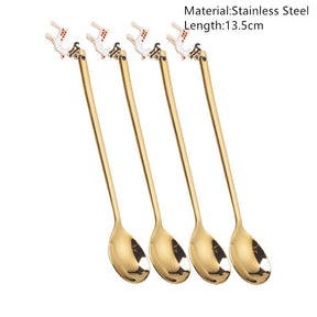 4pcs Navidad 2022 Gingerbread Man Stainless Steel Spoons Xmas Party Coffee Spoon Christmas Decorations Noel Natal Gift Ornaments xmas