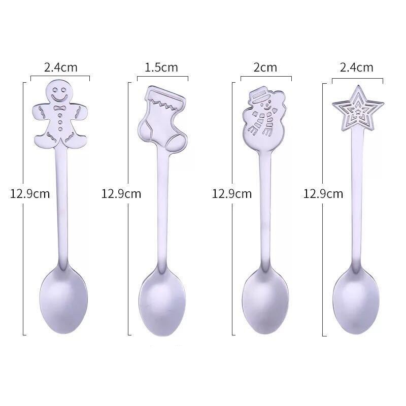 4pcs Navidad 2022 Gingerbread Man Stainless Steel Spoons Xmas Party Coffee Spoon Christmas Decorations Noel Natal Gift Ornaments xmas