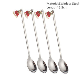 4pcs Navidad 2022 Gingerbread Man Stainless Steel Spoons Xmas Party Coffee Spoon Christmas Decorations Noel Natal Gift Ornaments xmas