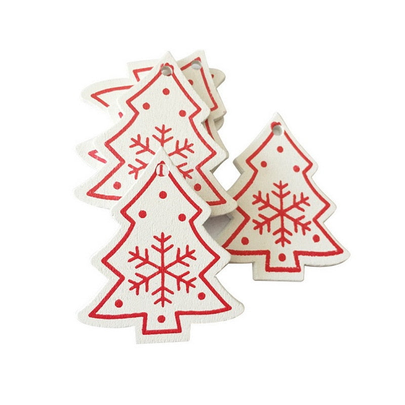 5/10pcs 5cm New Year 2022 Natural Wood Christmas Tree Ornament Pendants Hanging Gift Xmas DIY Noel Home Decoration Navidad Decor