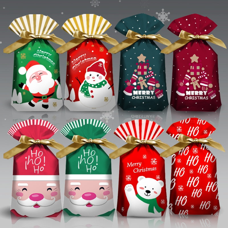 5-50 Pieces of Christmas Gift Cartoon Bag Gift Box Candy Biscuit Bag Decoration Christmas Party Gift Bag Children Birthday Party