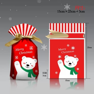 5-50 Pieces of Christmas Gift Cartoon Bag Gift Box Candy Biscuit Bag Decoration Christmas Party Gift Bag Children Birthday Party