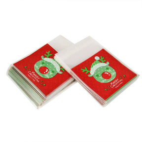 50/100pcs Cookie Gift Bags Christmas Santa Claus Snowman Snacks Cookie Plastic Packaging Bags Party Wedding Candy Bag Kids Favor