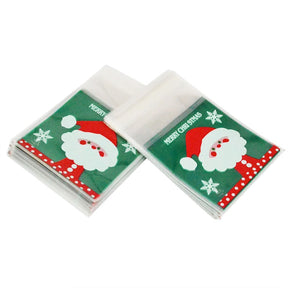 50/100pcs Cookie Gift Bags Christmas Santa Claus Snowman Snacks Cookie Plastic Packaging Bags Party Wedding Candy Bag Kids Favor