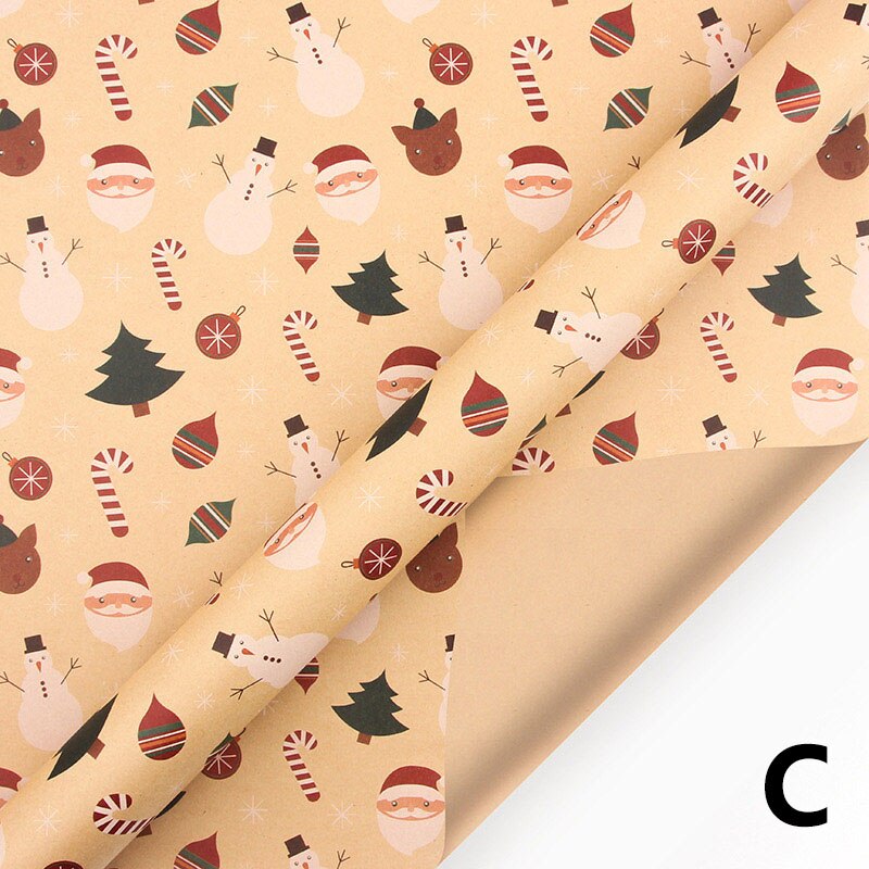 50*70cm 2022 Christmas Wrapping Paper Xmas Tree Snowflake Wedding Decoration Gifts Packaging Kraft Paper New Year Decor