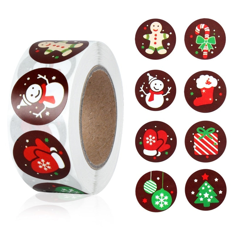 500pcs Christmas Stickers Candy Bag Decor Merry Christmas Decoration for Home 2022 Xmas Navidad Natal Noel Gifts New Year 2023