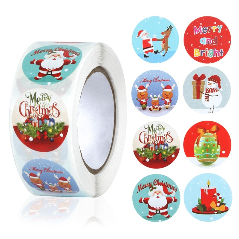 500pcs Christmas Stickers Candy Bag Decor Merry Christmas Decoration for Home 2022 Xmas Navidad Natal Noel Gifts New Year 2023