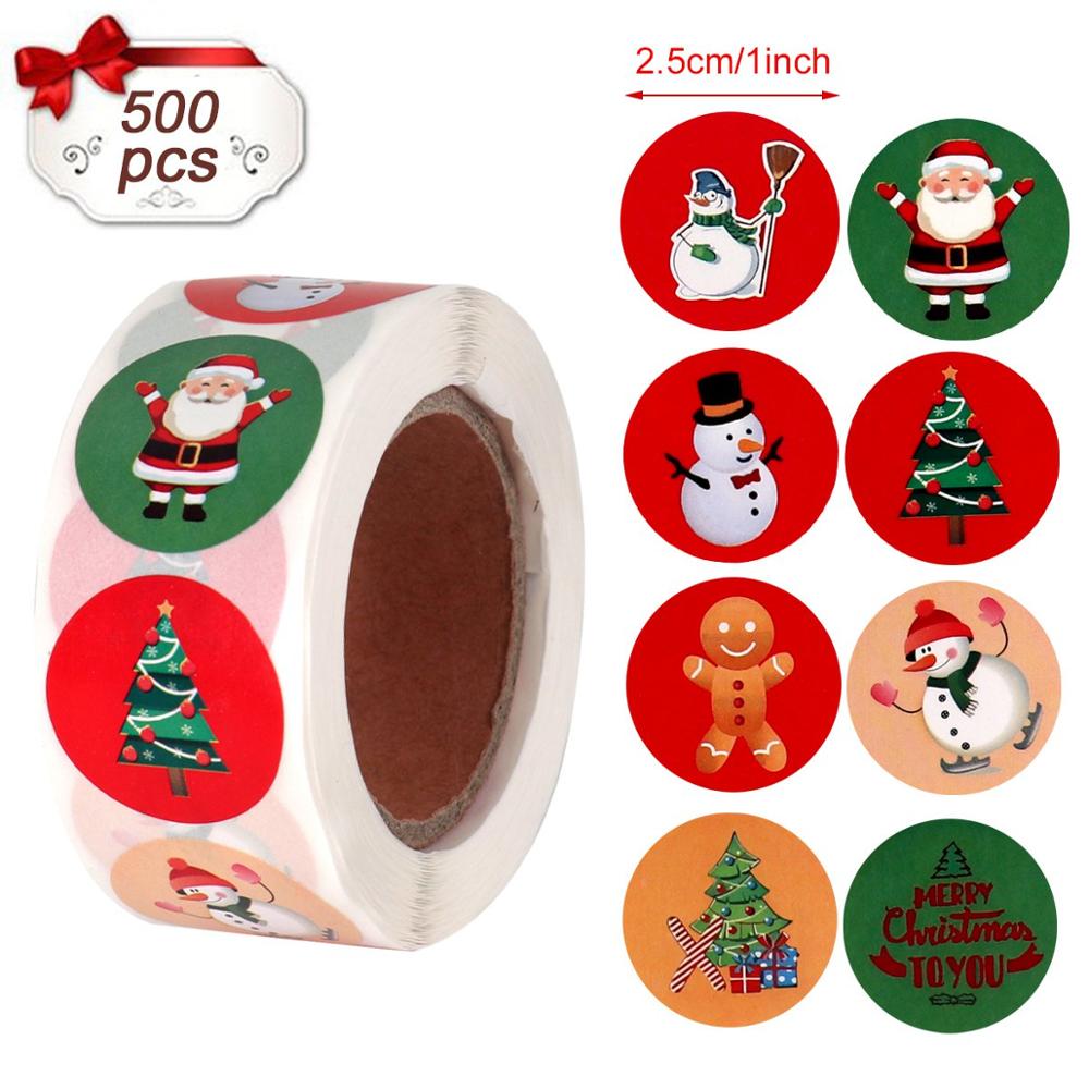 500pcs Christmas Stickers Candy Bag Decor Merry Christmas Decoration for Home 2022 Xmas Navidad Natal Noel Gifts New Year 2023