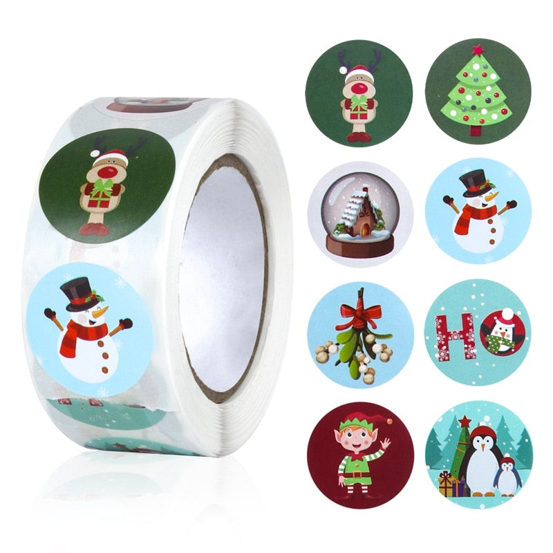 500pcs Christmas Stickers Candy Bag Decor Merry Christmas Decoration for Home 2022 Xmas Navidad Natal Noel Gifts New Year 2023