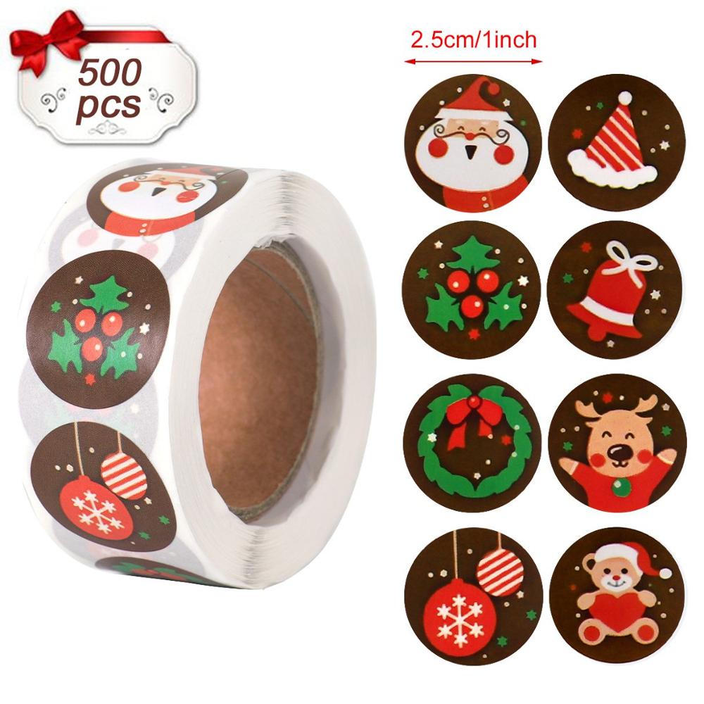 500pcs Christmas Stickers Candy Bag Decor Merry Christmas Decoration for Home 2022 Xmas Navidad Natal Noel Gifts New Year 2023