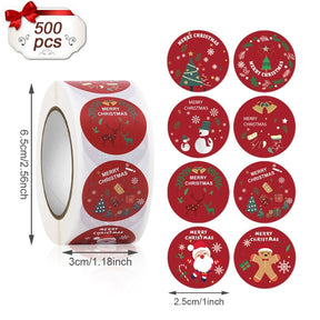 500pcs Christmas Stickers Candy Bag Decor Merry Christmas Decoration for Home 2022 Xmas Navidad Natal Noel Gifts New Year 2023