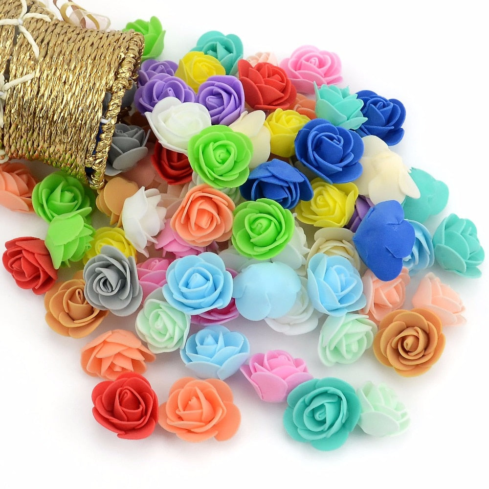 50PCS/Bag Mini PE Foam Rose Flower Head Artificial Rose Flowers Handmade DIY Wedding Home Decoration Festive &amp; Party Supplies