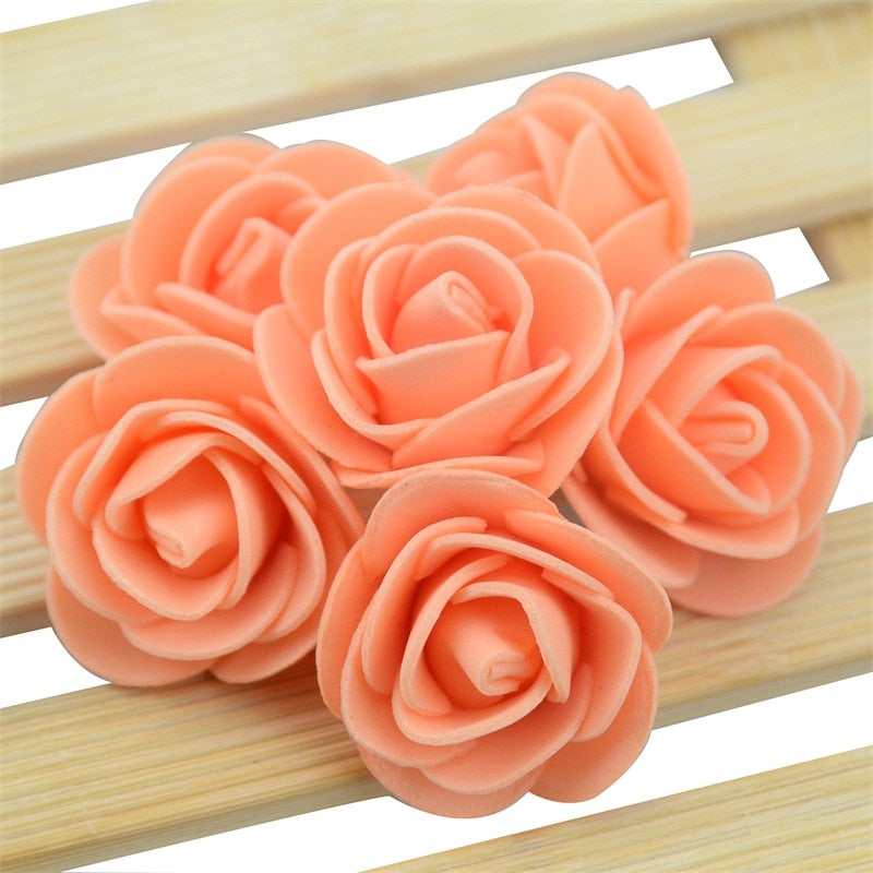 50PCS/Bag Mini PE Foam Rose Flower Head Artificial Rose Flowers Handmade DIY Wedding Home Decoration Festive &amp; Party Supplies