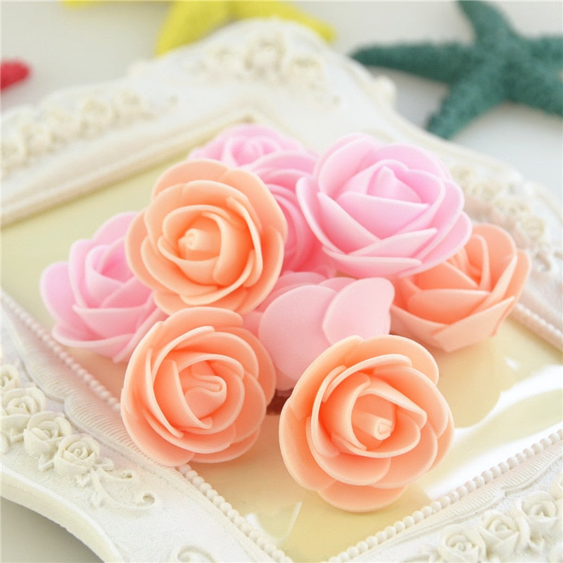 50PCS/Bag Mini PE Foam Rose Flower Head Artificial Rose Flowers Handmade DIY Wedding Home Decoration Festive &amp; Party Supplies