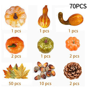 50Pcs Halloween Artificial Pumpkin Autumn Fall Wreath Maple Leaves Pine Cones Set For Christmas Thanksgiving Decor Fall Pumpkin