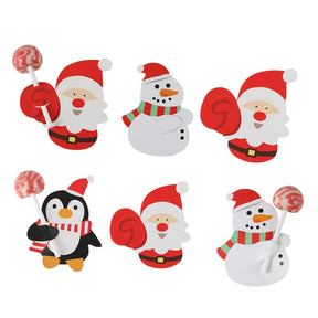 50Pcs/Lot Christmas Lollipop Paper Cards Penguin Snowman Santa Claus Invitations Cute DIY Gift Package Decoraion