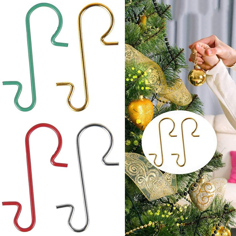 50pcs Christmas Ornament Metal S-Shaped Hooks Holders Christmas Tree Ball Pendant hanging Decoration for home Navidad New Year